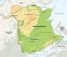 Physical map of New Brunswick