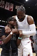 Dwyane Wade #3 of the Miami Heat hugs his son, Zion Wade, after his ...