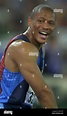 American sprinter Maurice Greene smiles after winning his second 100m ...