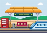 Train station concept in cartoon flat illustration vector 4595244 ...