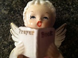 Vintage Sunday Angel Figurine Spaghetti Trim Halo Prayer Book Lefton ...