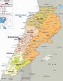 Grande mapa político y administrativo del Líbano con carreteras ...
