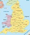 Mapa da Inglaterra e Regiões da Inglaterra - Europa Destinos
