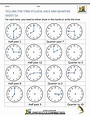 Time Worksheet O'clock, Quarter, and Half past