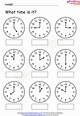 Mathematics - Preschool: Time - O' Clock Worksheet 1