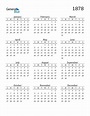 1878 Calendar (PDF, Word, Excel)