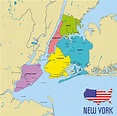 Vector mapa político altamente detallado de Nueva York con todas las ...