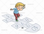 Ilustración de niño jugando a la rayuela - Dibustock, dibujos e ...