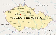 Geographic Map Of European Country Czech Republic With Important Cities ...