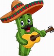 cactus mexicano de dibujos animados tocando la guitarra 8386539 Vector ...