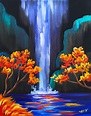 Autumn Aloha Easy step by step waterfall acrylic painting on Youtube By ...