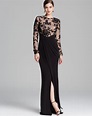 Lyst - David Meister Gown Lace Illusion in Black