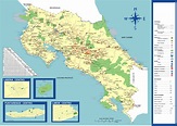 Large detailed tourist and road map of Costa Rica. Costa Rica large ...