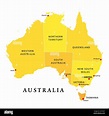 Australia, mapa político, con la capital Canberra, estados ...