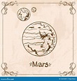 Marte Dibujo De Esquema Estilizado Del Vintage Del Marte Los Símbolos ...