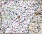 Large detailed roads and highways map of Arkansas state with all cities ...