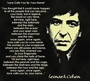 Pin by martine rousseau on Leonard Cohen Lyrics | Leonard cohen lyrics ...
