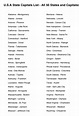 Printable List Of 50 States In Alphabetical Order