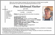 Traueranzeigen von Edeltraud Fischer | Mittelbayerische Trauer