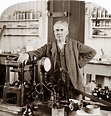Thomas Alva Edison in his laboratory, the most famous inventor of the ...