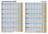 Kalenderwochen 2025 mit Vorlagen für Excel, Word & PDF