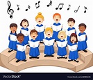 Choir girls and boys singing a song Royalty Free Vector