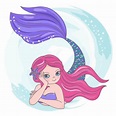 Red Mermaid Cartoon Travel Tropical | Sirena en acuarela, Ilustración ...