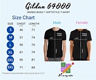 Gildan 64000 Unisex T-shirt Size Chart inches/cm Digital - Etsy Canada