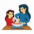 mamá e hija cocinando juntos en la cocina 1238070 Vector en Vecteezy