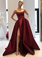 Strapless Ruffle Split Front Satin With Glamorous Evening Dresses ...