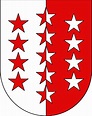 Kanton Wallis das Sternenbanner Wappen und die Landkarte vom Kanton Wallis