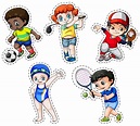 Sticker set of children playing sports 293724 Vector Art at Vecteezy