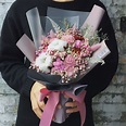母親節乾燥花禮,中型韓式乾燥花束-2018流行大地裸粉色