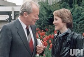 Photo: Willy Brandt at 70 talks with his third wife Brigitte Seebacher ...