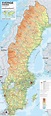 Large detailed physical map of Sweden with all roads, villages and ...