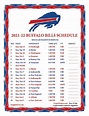 Printable 2021-2022 Buffalo Bills Schedule | Buffalo bills schedule ...