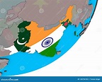 Mappa Dell'India Britannica Con Le Bandiere Sul Globo Illustrazione di ...