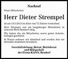 Traueranzeigen von Dieter Strempel | rz-trauer.de