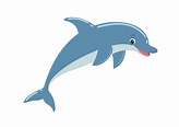 lindo delfín de dibujos animados en estilo plano. ilustración vectorial ...