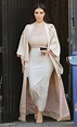 Kim Kardashian covers up in long skirt and embroidered coat | Fashion ...