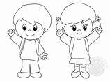 Bambini con zaino da colorare - TuttoDisegni.com