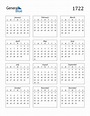 1722 Calendar (PDF, Word, Excel)