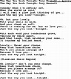 Love Song Lyrics for:The Way You Look Tonight-Tony Bennett