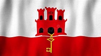 Bandera De Gibraltar Que Agita En El Viento Primer De La Bandera ...