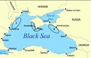 Map of the Black Sea with locations of three main areas of surface ...