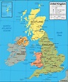 Mapa de las regiones del Reino Unido (UK): mapa político y estatal del ...