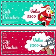 Vales de regalo de navidad con santa claus y reno. | Vector Premium