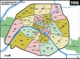 O mapa de Paris com arrondissement áreas - Mapa de Paris com ...