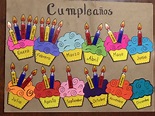 Cumpleaños de alumnos | Decoraciones escolares, Murales de cumpleaños ...