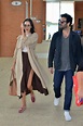 rebecca hall and husband morgan spector arrives at venice airport in ...